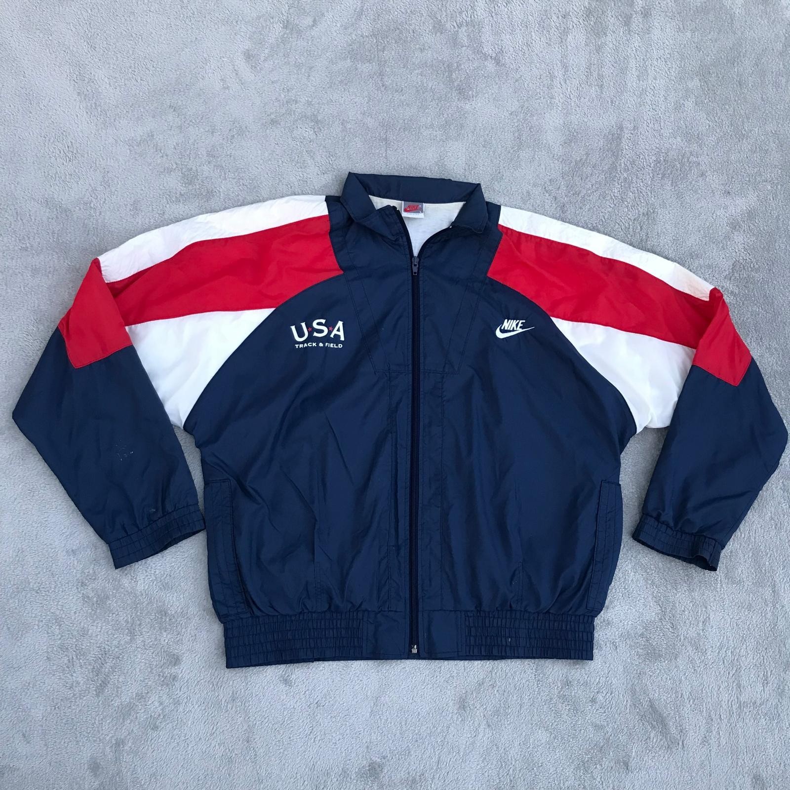 SACAI X NIKE Giacca a vento vintage anni 80 Nike USA Track And Field taglia L blu made in USA