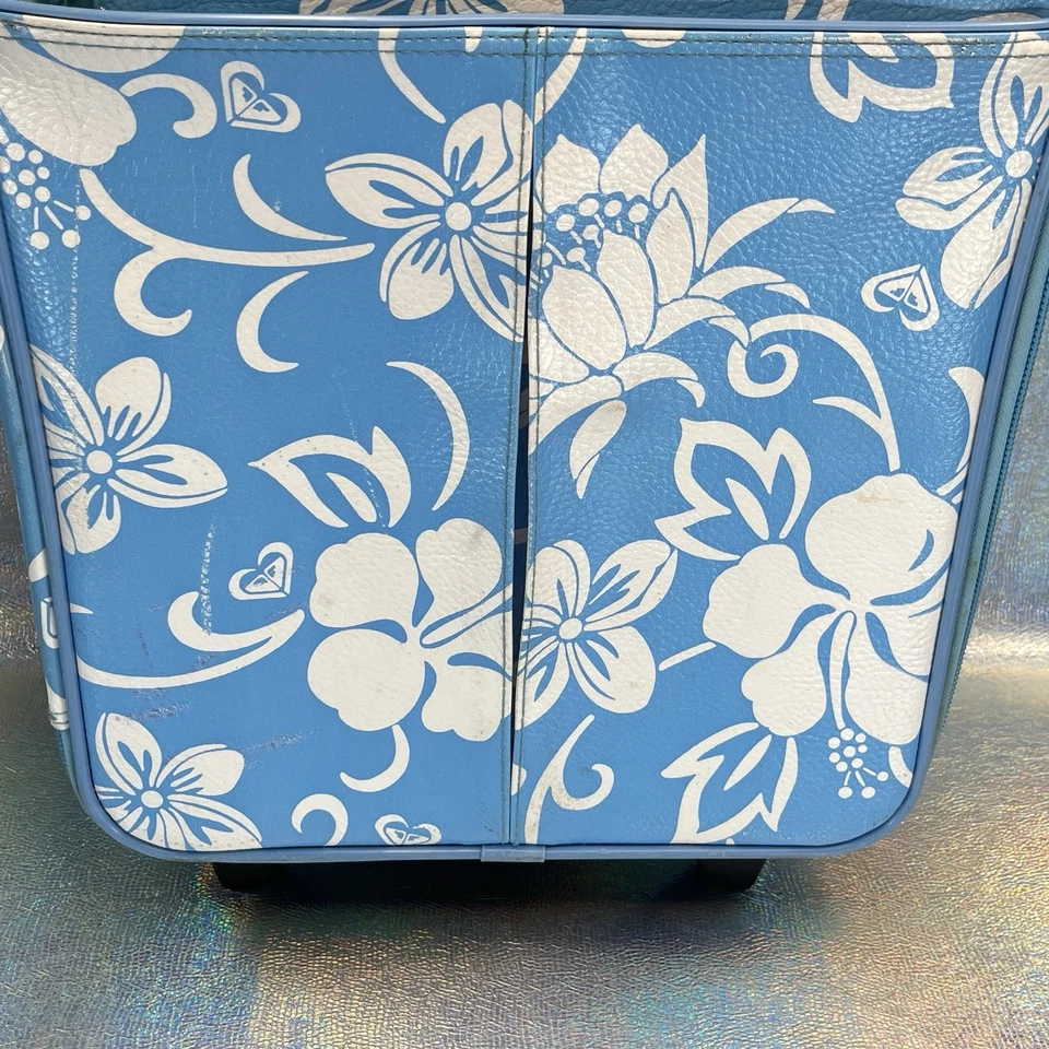 *污迹磨损* 2 件 Y2K Roxy 女孩随身行李箱行李箱化妆品夏威夷蓝色 — 第 4/4 张图片