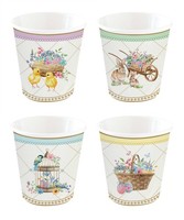 4 Espresso Becher Spring Bloom Hasen Und Blumen 100Ml Porzellan Easy Life