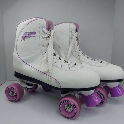 Roller Star 600 Roller Derby Skates Womens 10 White & Purple