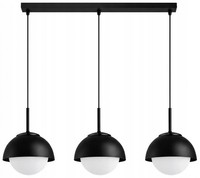 Pendelleuchte 3-Flammig Glas Schwarz Metall E27 L:60 Cm Esszimmer HäNgelampe