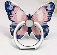 NEW-Butterfly Pattern Phone Ring Stand Holder-360  Rotating-Metal Finger Stand
