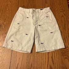 Vineyard Vines Boy Khaki Shorts With Whales 100 Cotton Twill Size 28 Club Short