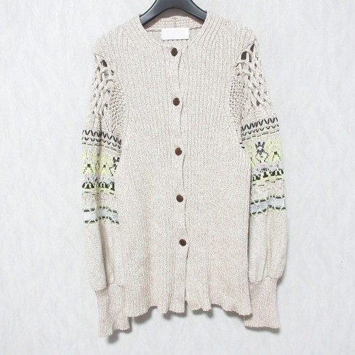 Mame Kurogouchi Nordic Knit Cardigan MM21PS-KN723 Size 2 Beige Women USED