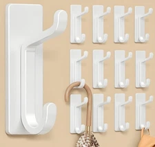12 Pack Wall Hooks for Coat and Towel: 13LB Adhesive Door Hanger Stick on, Wh...