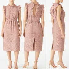Kate Spade New York Flora Lace Ruffle Midi Dress Blush Pink Sz6 Wedding Feminine