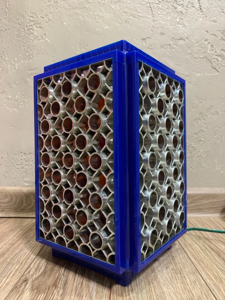 Lámpara giratoria soviética vintage URSS años 70 patrón geométrico luz ámbar Foto 3 de 4