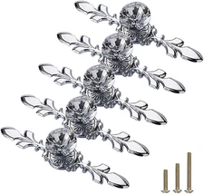 5 Pack Silver Diamond Clear Crystal Glass Decorative Knobs with Plate,Drawer ...