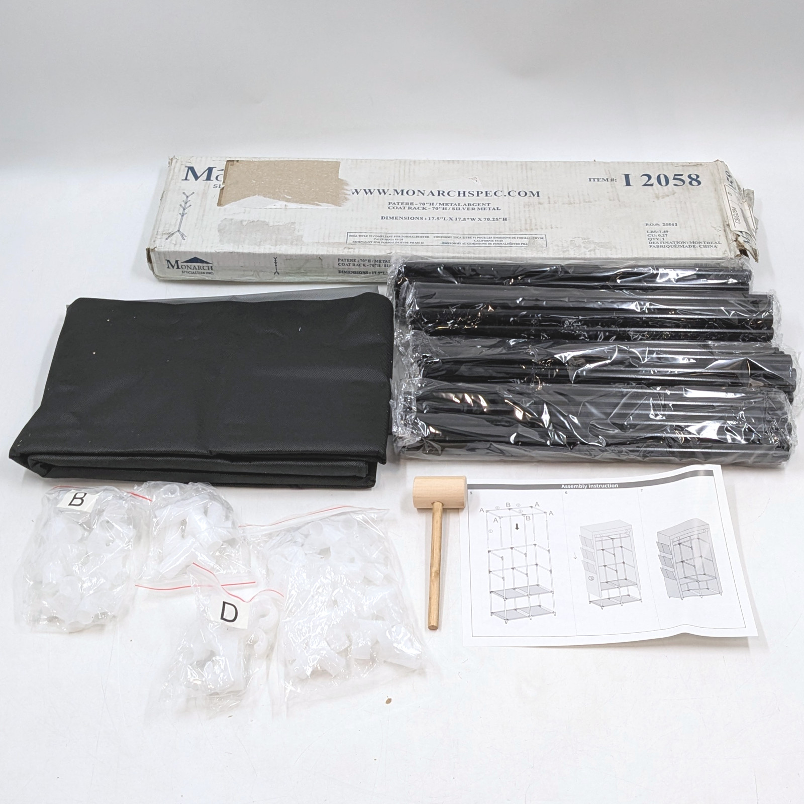 Monarch Specialties Coat Rack & Unbranded Wardrobe Assembly Kits Lot of 2