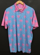 Chubbies Men's Short Sleeve Blue/Pink Floral Polo Shirt Size L