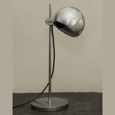 Mid Century Schreibtischlampe, Aug Kugellampe, Aluminium gebürstet, Vintage Beleuchtung