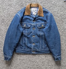 Vintage 1970s 80s Lee Storm Rider Dark Blue Denim Jean Jacket Blanket Lined 40R