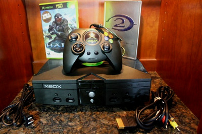 Microsoft Original Xbox Console w/Big Duke Controller Cords Bundle w/ Halo Games