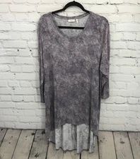 LOGO Lori Goldstein Top Womens Extra Large Purple Tunic Hi Low Hem Short Sleeve