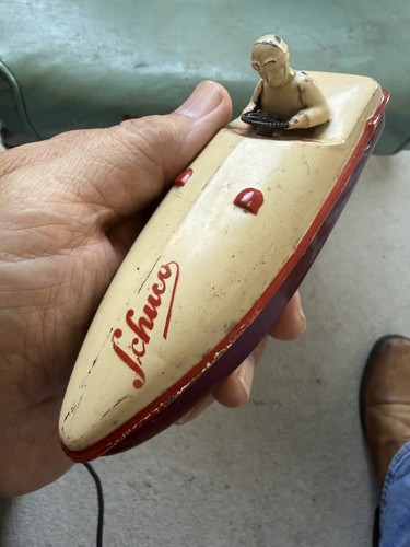 Vintage Schuco 1015 Germany Tin Wind Up Toy Speed Boat