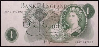 Bank of England £1 Pound ND (1970 78) Page P 374 (N2904) BA Mb