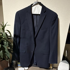 Alfani Men's Blue Solid Suit Jacket 38R Single-Breasted 2-Button Notch -Tailored