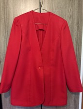Rojo 3 Piezas Chaqueta, Falda Y Pantalón Traje Mujer