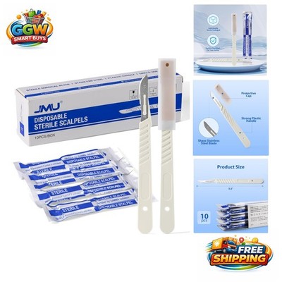 High-Quality Disposable Scalpels with Straight Blade - 10 Pack for Precise Cuts