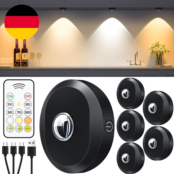 Willed Usb Aufladbar Led Spots Akku Mit Fernbedienung, Rund Schrankbeleuchtung,-image