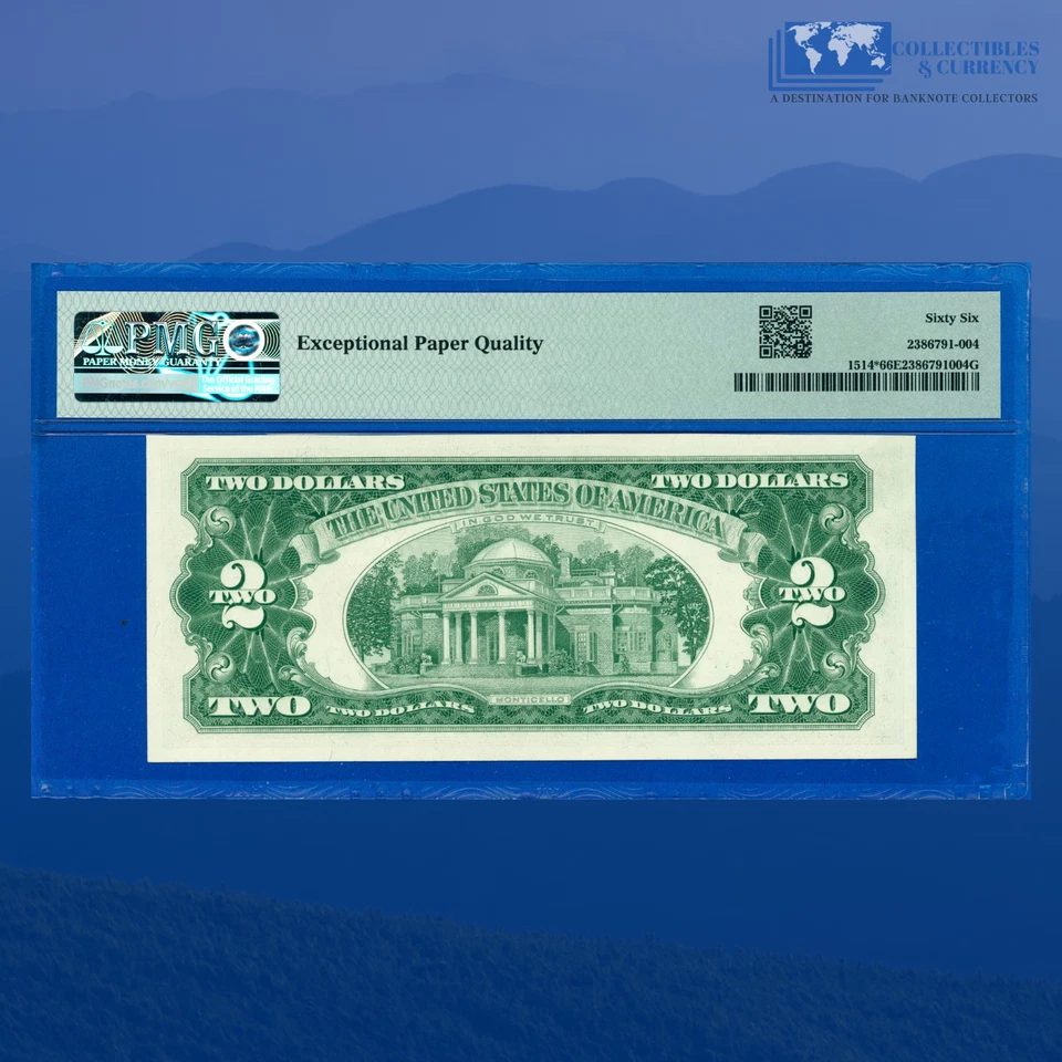 Fr.1514* 1963A $2 Two Dollars Legal Tender *Star Note*, PMG GEM 66 EPQ #51278 - Image 2 of 3