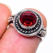 Red Garnet Gemstone Handmade 925 Sterling Silver All Size Ring For Gift