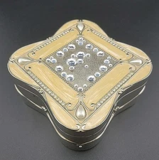Swarovski "Things Remembered" Jewelry Box Enamel Lid Swarovski Crystals 4.5X2.5"
