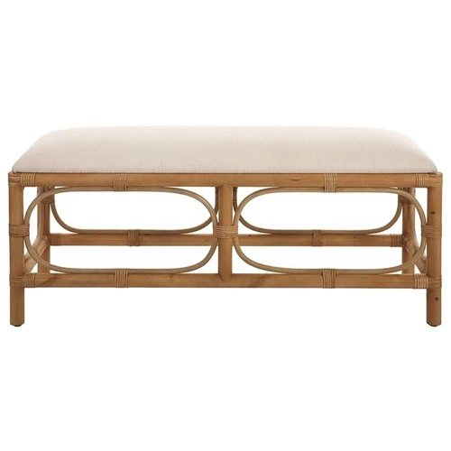 Uttermost Laguna 20.5" Transitional Fabric & Wood Bench in White/Natural - Picture 3 of 6