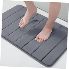  Memory Foam Bath Mat, Ultra Soft and Non-Slip 24" x 16" Rectangular Dark Grey