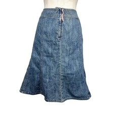 Y2K Style Denim Flare Western Grunge Cottage Core Coquette Knee Length Skirt 14