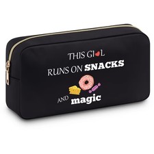 Snack Lovers Makeup Bag Trendy Gift for Women – Cute Pouch for Travel - Black
