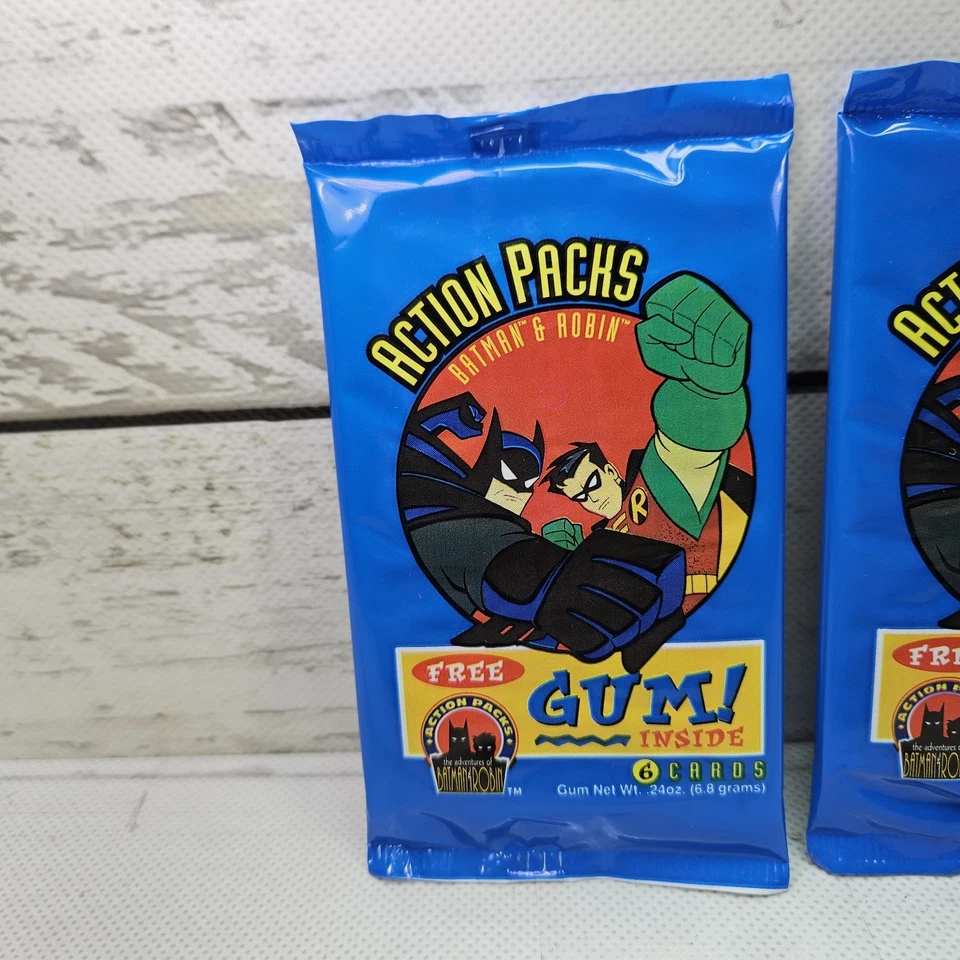 Paquetes de acción SkyBox Batman y Robin paquetes de tarjetas coleccionables con goma lote de 2 1996 Foto 2 de 4