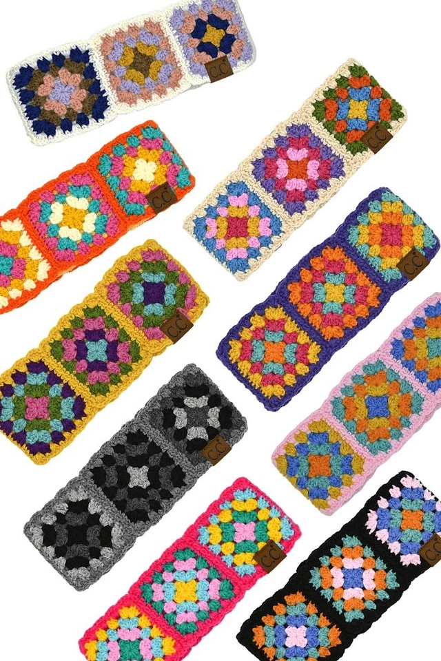 Diadema hecha a mano interior forro de ganchillo multicolor exclusiva de C.C para mujer Foto 3 de 3