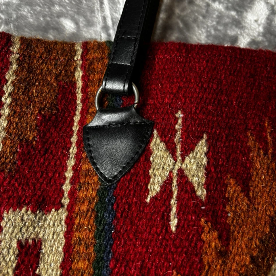 Saddle Blanket Tote Bag Southwest Western Aztec Large Purse 18"x16" 90% Wool - Image 4 of 4