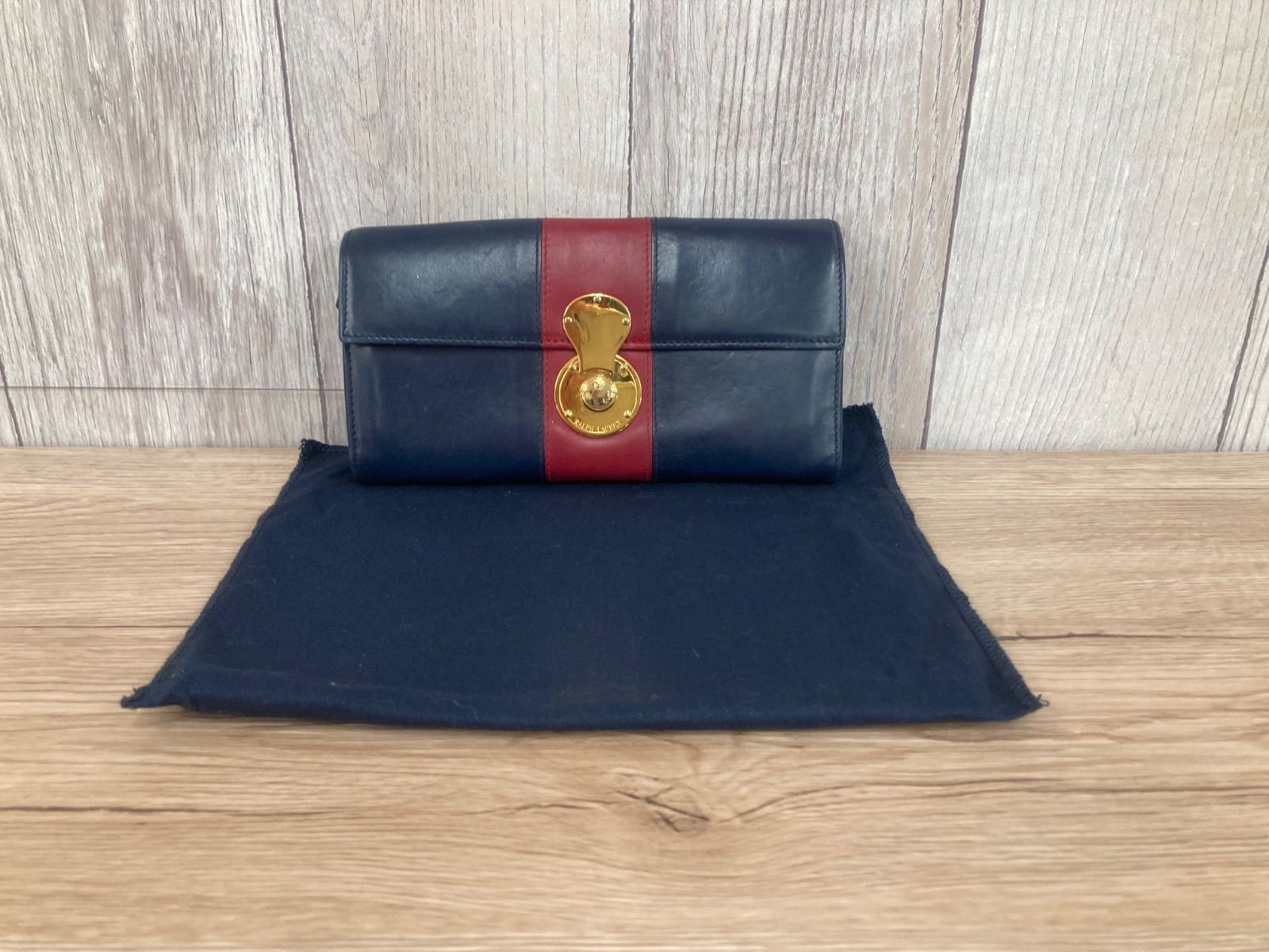 RALPH LAUREN Ralph Lauren Ricky Long Wallet Navy/Red Hiratsuka Store Clothing F