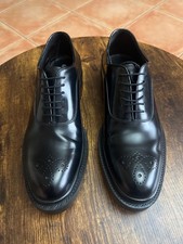 Prada 2EC188 Black Brushed Leather Medallion Derby Dress Shoes Men’s UK 9 / US10