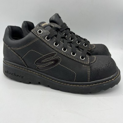 Vintage Skechers Jammers Shoes Women 8.5 Black Suede Leather Chunky Platform Y2K