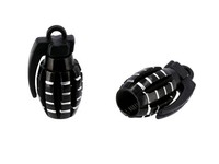 "Set: 2X Ventilkappe \"Handgranate\", Schwarz Eloxiert"