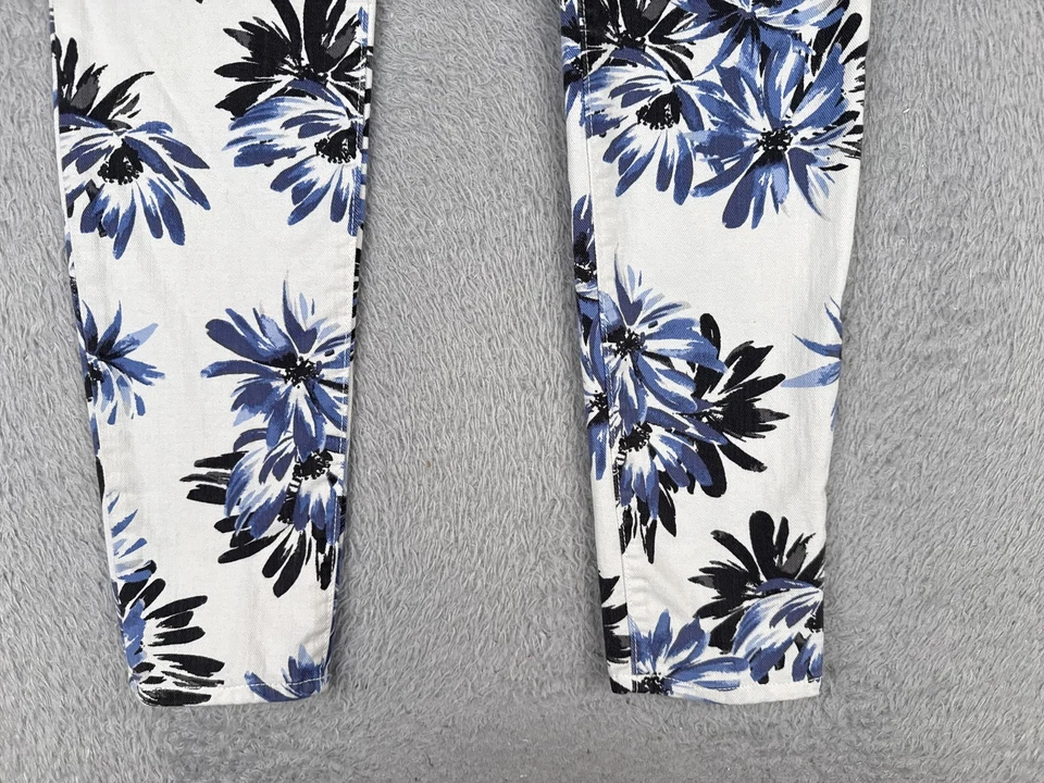 Gap Legging Pants Womens 8 29R White Blue Black Floral Print Cotton 31x29 - Image 2 of 4