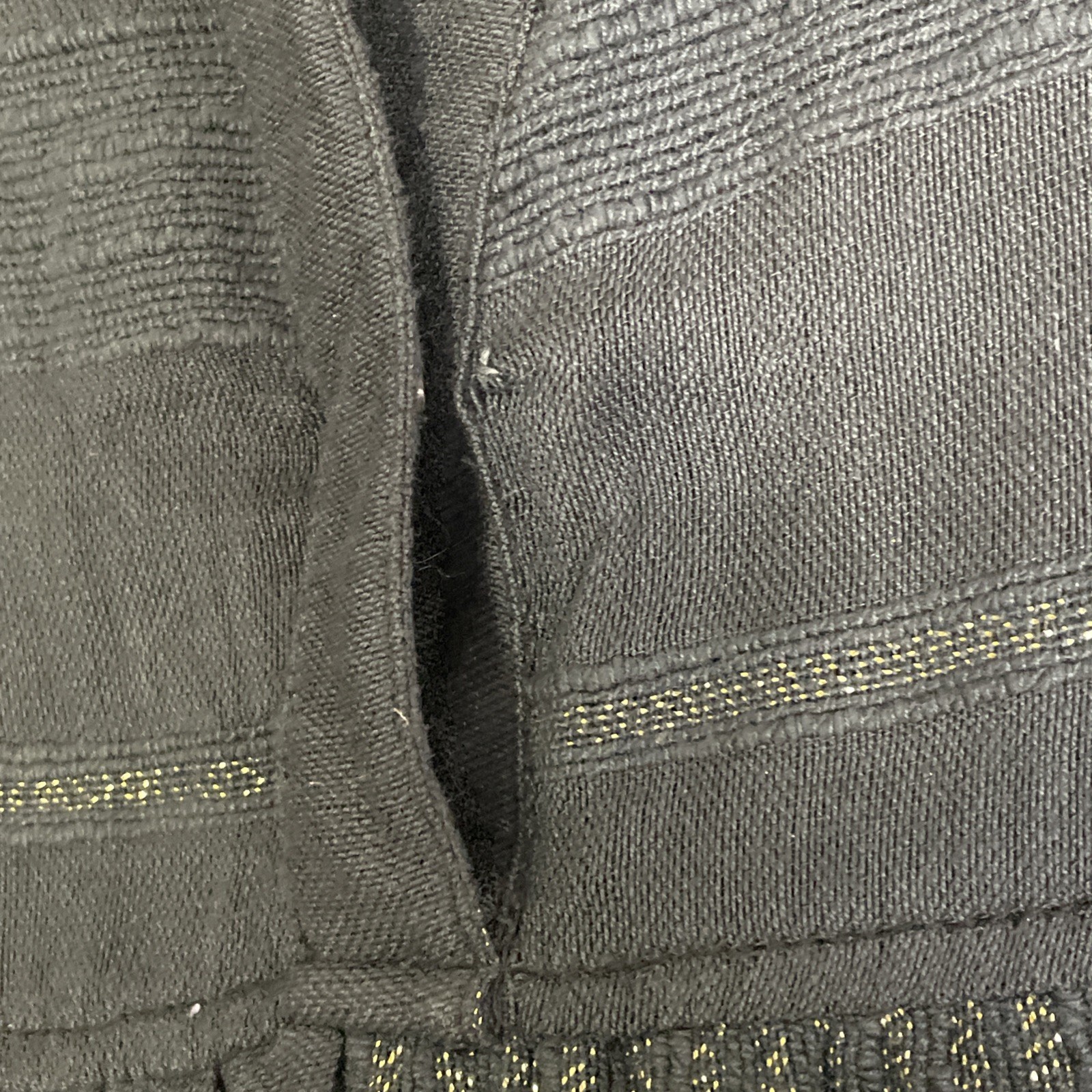 Elan Sauvie Dress Woman Medium Black Metallic Gold Pockets Tiered Bell Sleeve