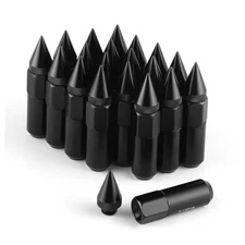 SINGARO 20PCS Wheel Lug Nuts, Cap Spiked Extended Tuner 60mm M12X1.5 Black
