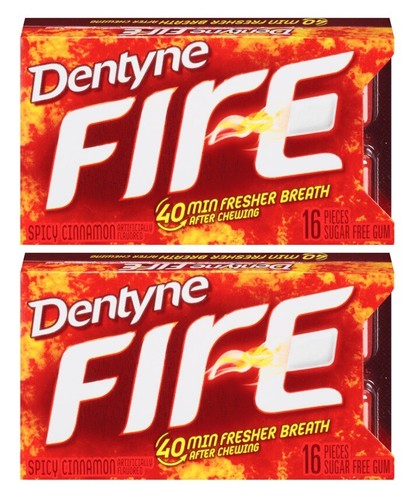 2x Dentyne Fire Spicy Cinnamon Flavor 16 Pieces Sugar Free Gum American Gum - Afbeelding 1 van 1