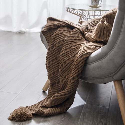 Thick Knitted Throw Blanket Thread Blankets Tassel Office Bed Home Sofa Covers - Picture 31 of 50