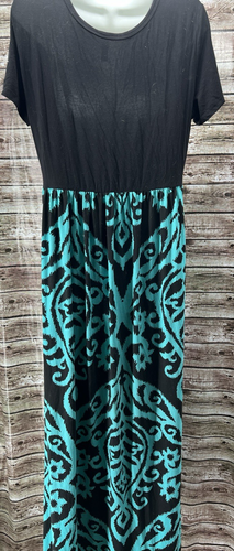 Grecerelle Women's Size Large Maxi Dress Short Sleeve Casual Stretchy - Picture 2 of 3