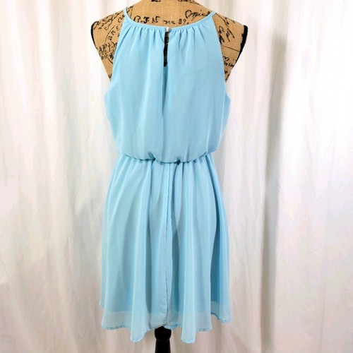 BLAU REGEN Damen Skater Chiffon Minikleid hellhimmelblau Größe Small - Bild 8 von 16
