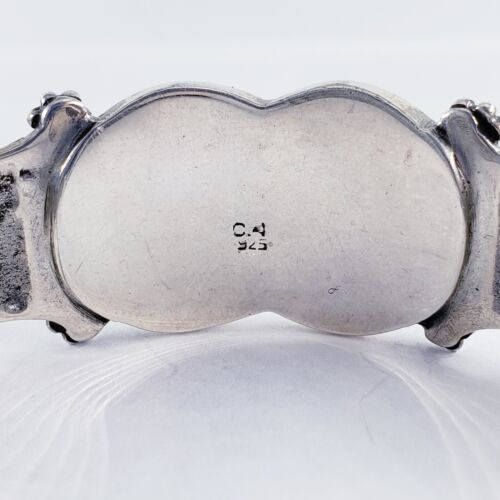 Bracciale Vintage Argento Sterling Edoardiano 7" Granato Antico Floreale Vittoriano - Foto 10 di 13