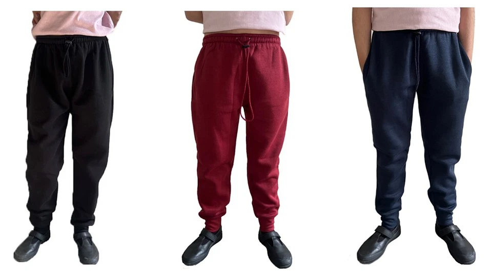 BAHOB 2 PK Kids Jogging Uniform Fleece Boy Girl Fleece Bottom School Trouser 5-14