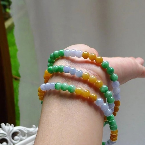 Tri-color Jade Beads Necklace collar hombre chokers crystals choker necklace - Picture 4 of 5