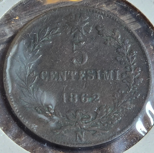 1862 Italian 5 Centesimi Coin - 150+ Year-Old European Gem! - Picture 1 of 2