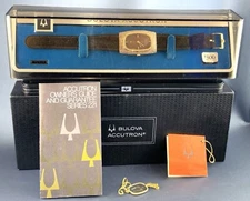 Vintage Bulova Accutron 221 Sterling Silver & 14K Gold Tuning Fork Mens Watch